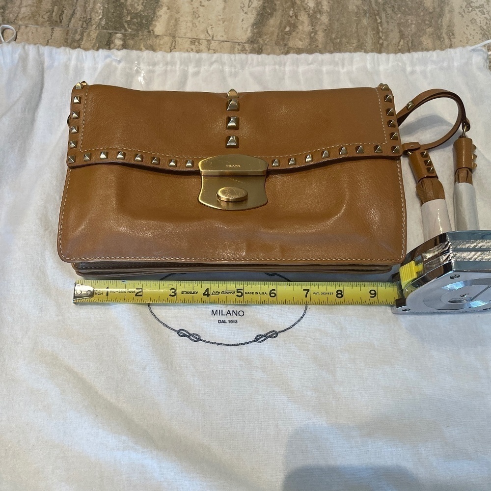 PRADA LEATHER STUDDED CHAIN SHOULDER BAG - Picture 10 of 13